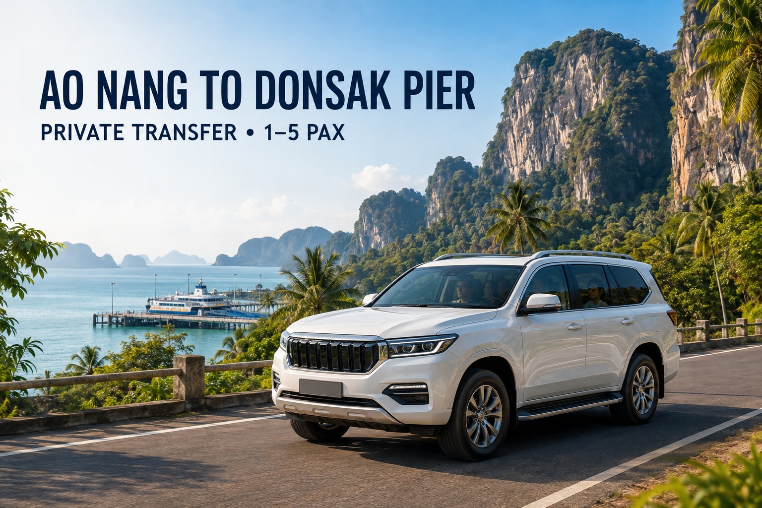 Ao Nang to Donsak Pier Private Transfer by SUV (1-5Pax)