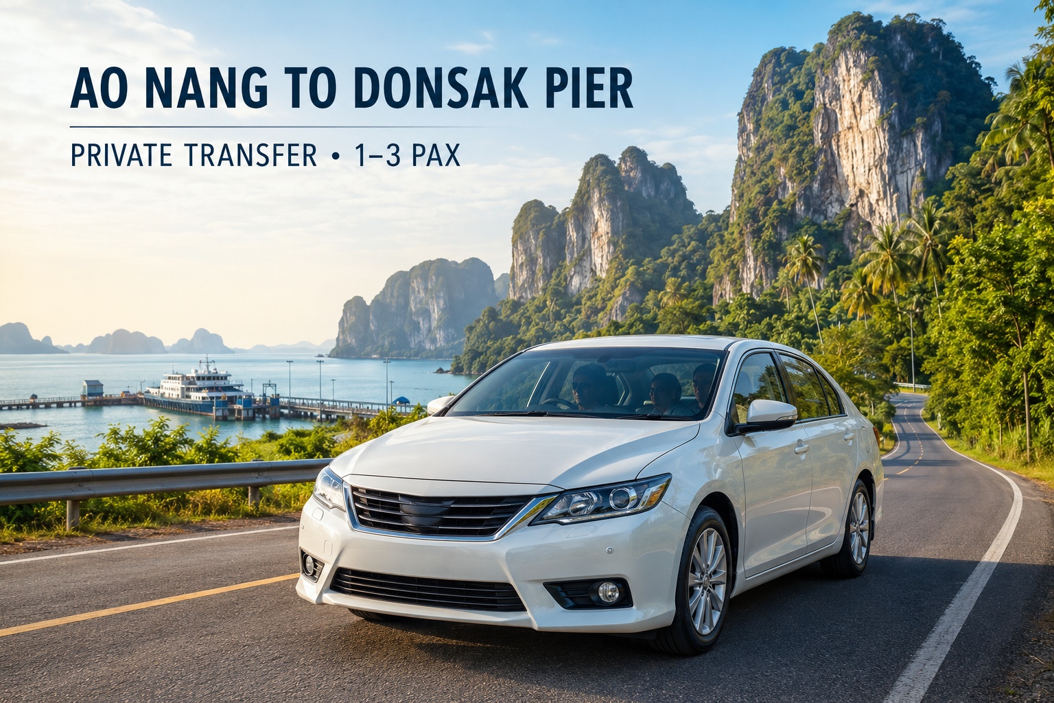 Ao Nang to Donsak Pier Private Transfer by Car (1-3Pax)